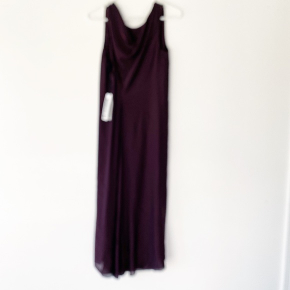 NWT JIL SANDER Runway Deep Plum Silk Chiffon Drape Neck Dress Y2K GR 36 / US 4 - Picture 6 of 11